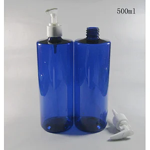 Blue 500ml Travle Use Bottle Empty Lotion Shampoo Cream Cosmetic Container With Plastic Sprayer