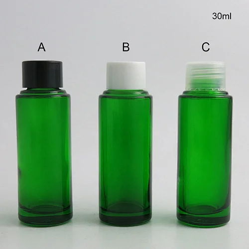 Wholesale 30ml Green Perfume Essential Oil Perfume Cosmetic Container With Black & White Screw Caps