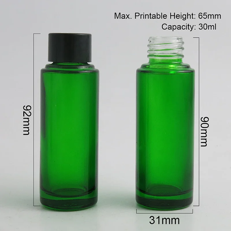 Wholesale 30ml Green Perfume Essential Oil Perfume Cosmetic Container With Black & White Screw Caps