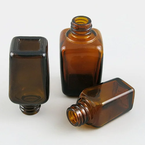 10ml 25ml 30ml 50ml 100ml Square Amber Glass Bottles with UV Blue Black Silver Aluminum Caps