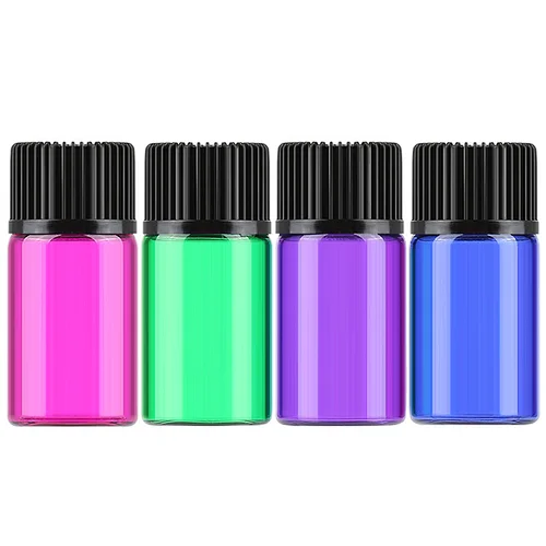 1ml 2ml 3ml  Wholesale blue green pink purple essential oil glass bottles
