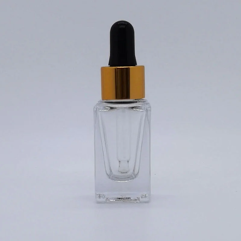 wholesale 1/3oz Dropper bottles 10ml Essential oil bottle vial made of high clear thick glass metal aluminum dropper cap