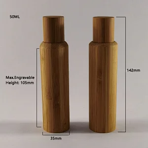 Bamboo Cosmetic Packaging Elegant 50ML Deodorant Perfume Roll On Glass Bottle Bamboo Lid Roller Bottle