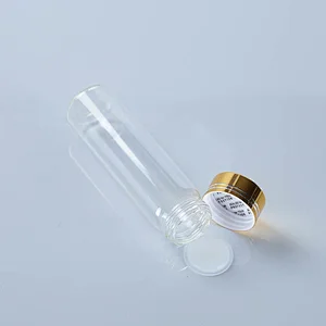 Diameter 30mm Clear Glass Tube Packaging With Gold Metal Screw Cap Dimensions Are Optional