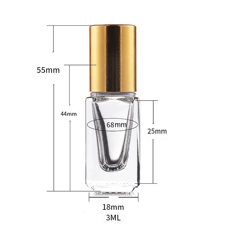 Free Shipping Products 3ml Nail Polish Glass Bottle Cosmetic Package With Brush Cap Gold Aluminum Cap