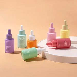 Colorful 1oz 30ml Essential Oil Bottle Flat Shoulder Glass Serum Bottle Cylinder Shape Dropper Bottle For Skin Care Packaging