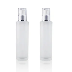 High Quality Skincare Packaging 150ml Mlessential Oil Bottle Cylinder Frosted Glass Cream Bottle With PET Pump