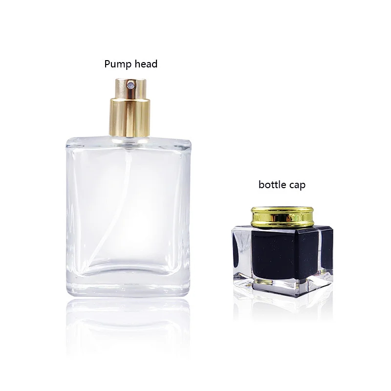 Empty 30ML 50ML 100ML Rectangular Glass Perfume Bottle Luxury Square Glass Spray Bottle For Clear Fragrance Oil
