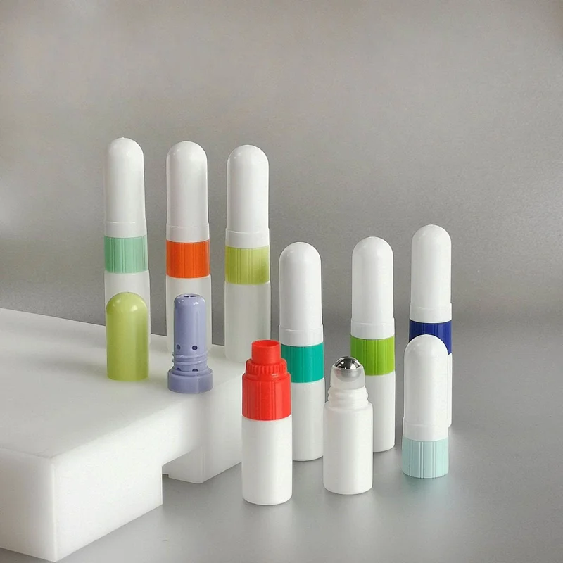 New Design 2 in 1 Blank Nasal Inhaler 5ml Blank Nasal Inhaler Stick For Filling Essential Oils With And Roll On Bottle