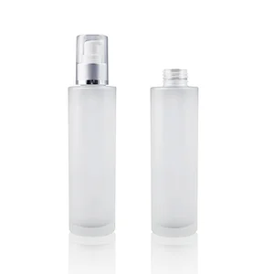 High Quality Skincare Packaging 150ml Mlessential Oil Bottle Cylinder Frosted Glass Cream Bottle With PET Pump
