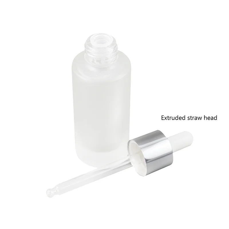 Wholesale Push Button Flat Shoulder Essential Oil Bottle Customize Frosted Cosmetic Glass Dropper Bottle