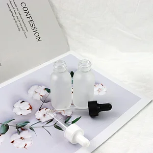 Wholesale Empty Frosted 30ml Boston Round Bottles With Dropper For Essential Oil Glass Bottle In Stock