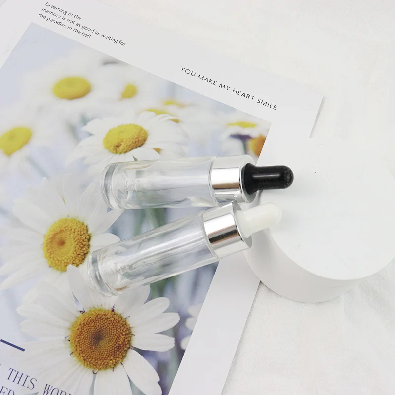 In Stock 15ml Clear Cylinder Thick High Quality Dropper Essential Oil Bottle For Essential Oil In Stock Serum Glass Bottle