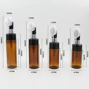 Wholesale Amber Clear Cosmetic Packaging 100mL 120mL 150mL 200mL With Brush Foam Pump Head Glass Bottle With Protective Case