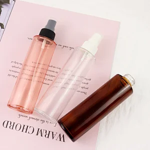 Low MOQ 120ml Clear Amber Red Cosmetic PET Plastic Frosted Spray Perfume Bottle With Sprayer