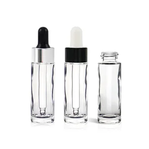 In Stock 15ml Clear Cylinder Thick High Quality Dropper Essential Oil Bottle For Essential Oil In Stock Serum Glass Bottle