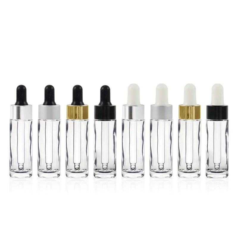 In Stock 15ml Clear Cylinder Thick High Quality Dropper Essential Oil Bottle For Essential Oil In Stock Serum Glass Bottle