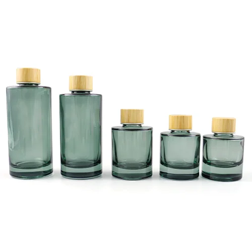 Ready To Ship Luxury 30mL 40mL 100mL 120mL Light Green Flat Shoulder Glass Cosmetic Bottle Screw Cap Set