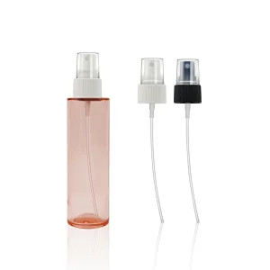 Low MOQ 120ml Clear Amber Red Cosmetic PET Plastic Frosted Spray Perfume Bottle With Sprayer