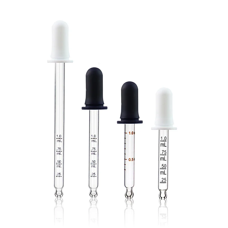 Dropper with Bulb Tip Silicone and glass Pipettes Droppers Clear Liquid Medicine Eye