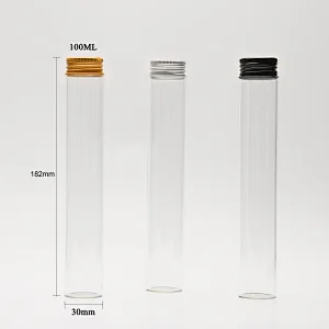 small glass tube 30 100ml clear glass storage vial bottle with aluminium screw cap