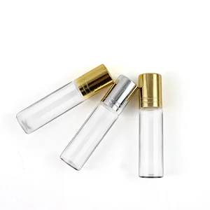 6ml Cosmetic Gold Sliver Roll On Glass Bottles With Metal Roller Balls For Essential Oil Or Perfume