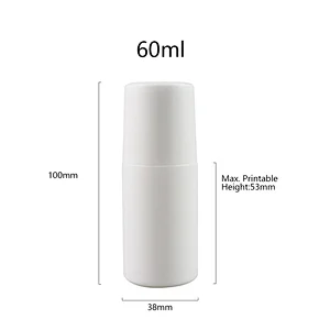 60 mL Pet Bottle Stainless Steel Roll On Deodorant Empty Bottle With Plastic Cylindrical Perfume Bottle For Personal Care