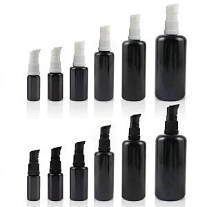 Matte Black Color 10ml 15ml 30ml 50ml 100ml 200ml Glass Round Cosmetic Lotion Bottle Press Pump Bottle