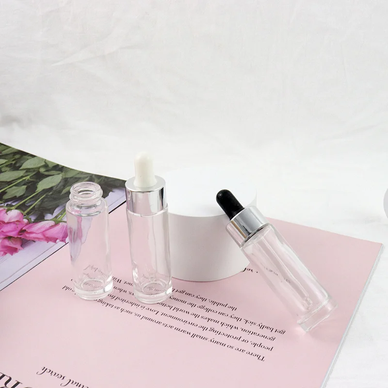 In Stock 15ml Clear Cylinder Thick High Quality Dropper Essential Oil Bottle For Essential Oil In Stock Serum Glass Bottle