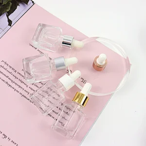 Luxury Oil Square Glass Dropper Bottle 12ml 15ml Clear Thick Color Serum Bottle Wholesale glass dropper bottle With Dropper
