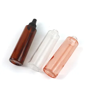 Low MOQ 120ml Clear Amber Red Cosmetic PET Plastic Frosted Spray Perfume Bottle With Sprayer