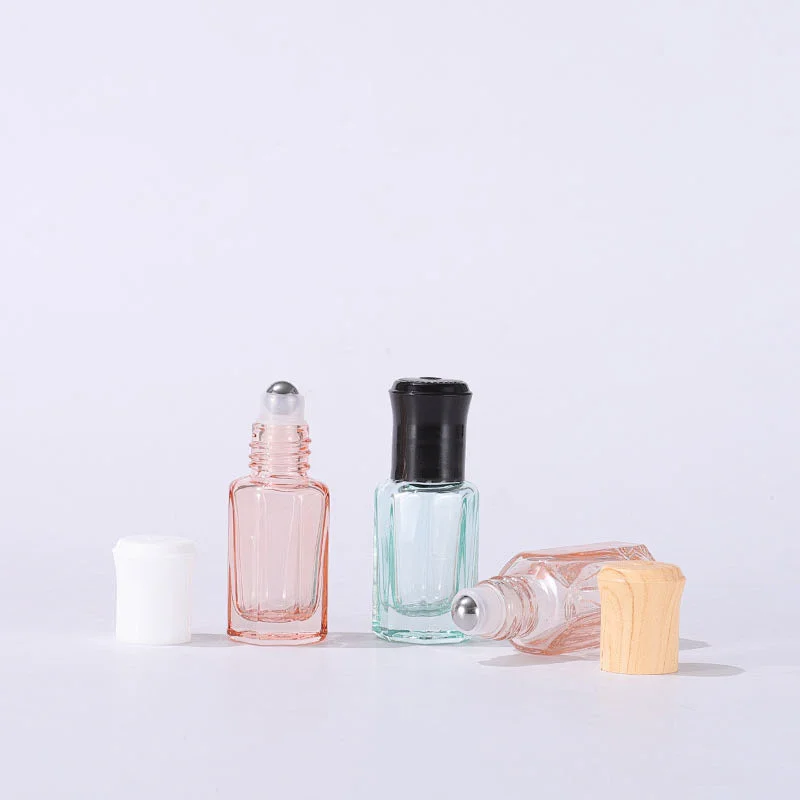 High Popularity 3ml Travel Octagonal Roll On Glass Cute Cosmetic Roller Ball Bottle