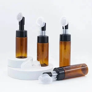 Wholesale Amber Clear Cosmetic Packaging 100mL 120mL 150mL 200mL With Brush Foam Pump Head Glass Bottle With Protective Case