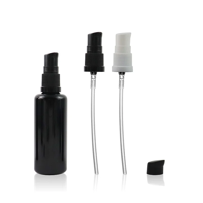 Matte Black Color 10ml 15ml 30ml 50ml 100ml 200ml Glass Round Cosmetic Lotion Bottle Press Pump Bottle