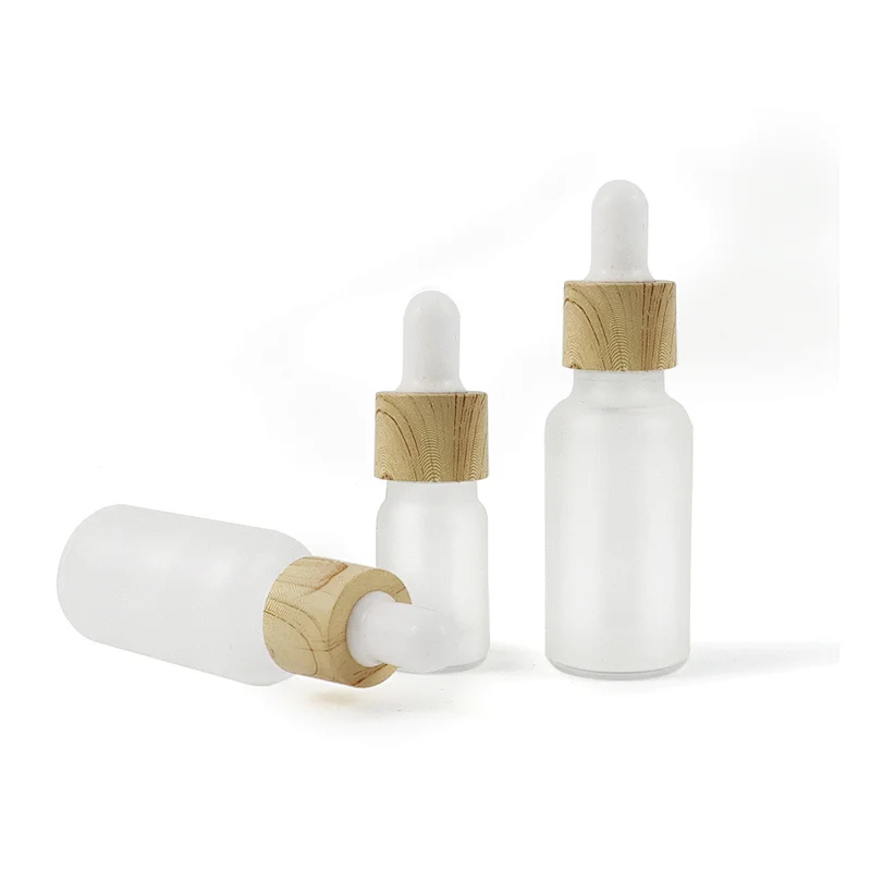 wholesale 5mL 10mL 15mL 20mL 30mL 50mL 100mL Frosted Glass Dropper Bottles Skin Care Serum Essential Oil Empty Bottle With Bamboo Cap
