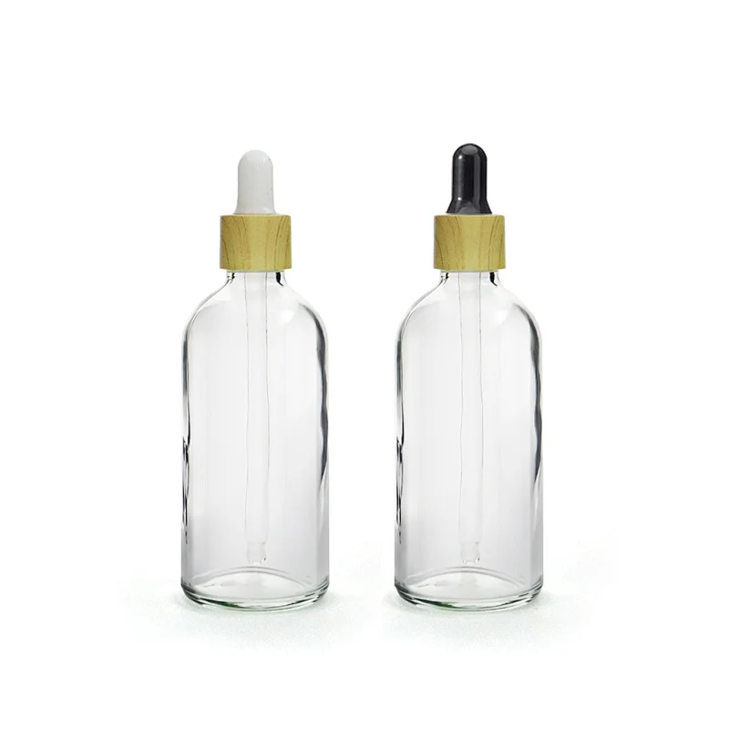 Supplier 5mL 10mL 15mL 20mL 30mL 50mL 100mL Clear Glass Dropper Bottles Skin Care Serum Essential Oil Empty Bottle With Bamboo Cap