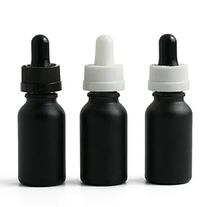 Ready to ship 15ml Black Glass Bottles Custom Small Essential Oil Bottles With Aluminium screw Cap