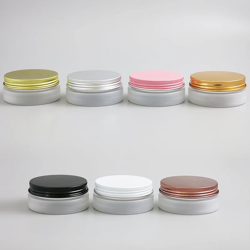 50g Cosmetic Frosted Plastic Jar Skin Care Packaging Cream Jar With  Multicolor Aluminum cover