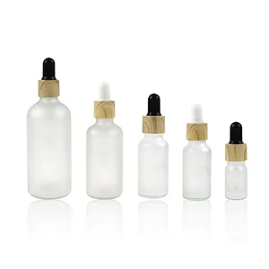 wholesale 5mL 10mL 15mL 20mL 30mL 50mL 100mL Frosted Glass Dropper Bottles Skin Care Serum Essential Oil Empty Bottle With Bamboo Cap