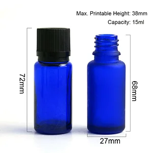 Personal Care Syrup Liquor Glass Bottle Manufacture Frosted Amber Clear Green Blue 15mL Glass Essential Oil Bottle Big Head