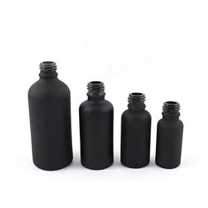 Wholesale 5mL 10mL 15mL 20mL 30mL 50mL 100mL Matte Frosted Black Dropper Bottles With Bamboo Cap Calibrated Glass Pipette