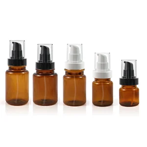 40mL 60mL 80mL 100mL 120mL Recycled Plastic Lotion Serum Bottle Double Wall Brown Cosmetic Jar Amber PET Bottle with Lotion Pump in White Black