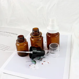 40mL 60mL 80mL 100mL 120mL Recycled Plastic Spray Serum Bottle Double Wall Brown Cosmetic Jar Amber PET Bottle with Lotion Pump in White Black