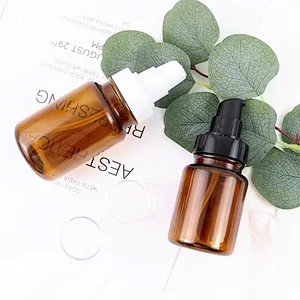 40mL 60mL 80mL 100mL 120mL Recycled Plastic Lotion Serum Bottle Double Wall Brown Cosmetic Jar Amber PET Bottle with Lotion Pump in White Black