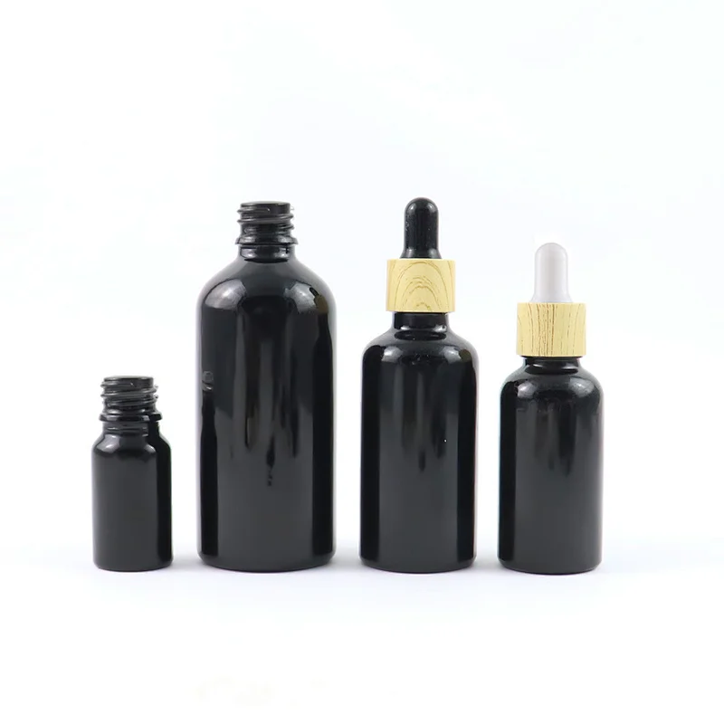 Skincare Packaging 5ml 10ml 15ml 20ml 30ml 50ml 100ml Hair Serum Empty Bottle Essential Oil Black Glass Dropper Bottles