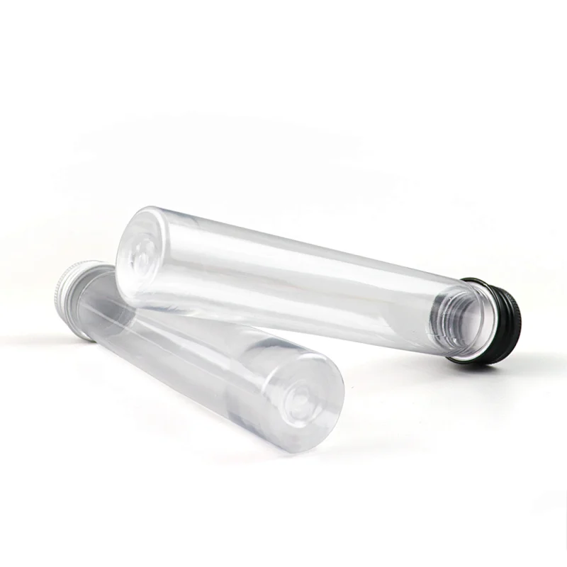 Clear 60mL Glass Bottle With Black Sliver Aluminum Screw Cap Refillable Storage Tube Top Medicine Round Bottle