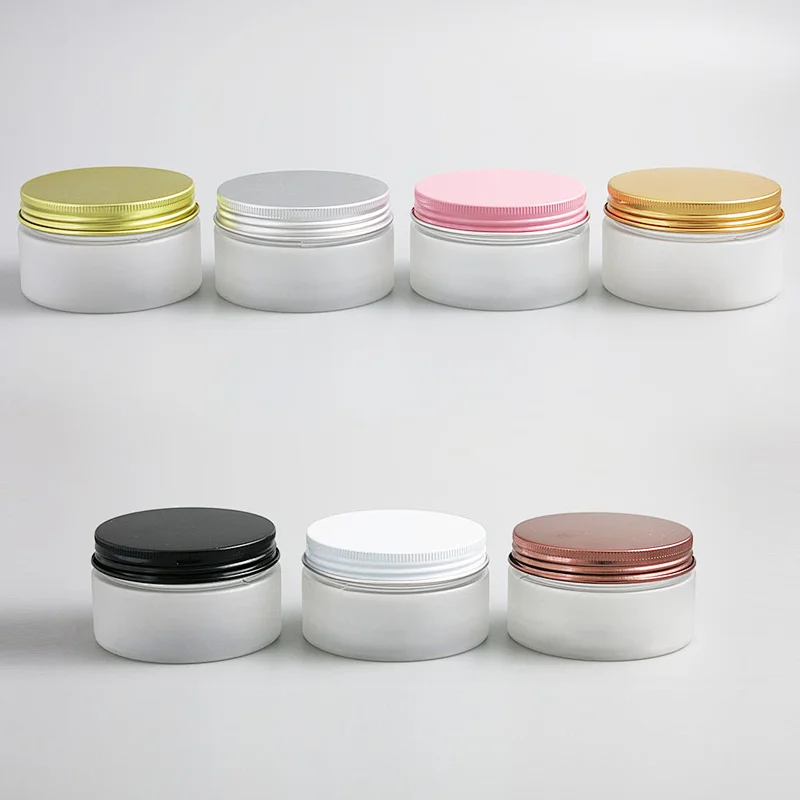 Wholesale 100g Cosmetic Frosted Plastic Jar Skin Care Packaging Cream Jar With Multicolor Aluminum cover