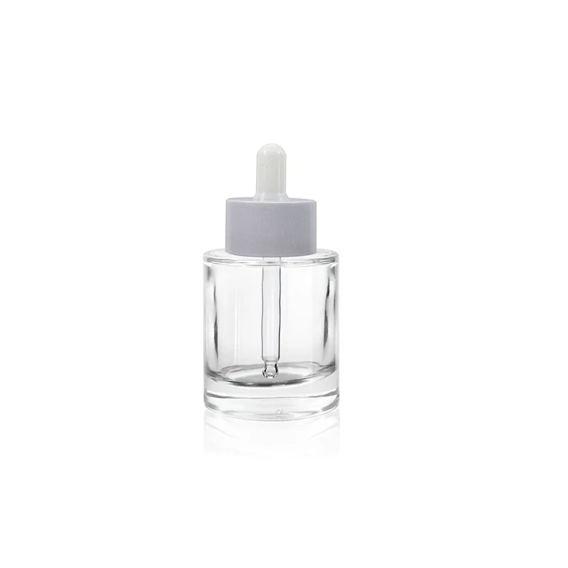 50ML Glass Bottle Essential Oil Flat Shoulders Cylinder Plastic Bottle Customized Essential Product Dropper Bottle