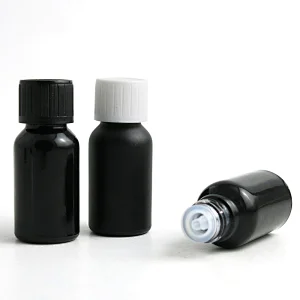 Factory Direct Sales Essential Oil Glass Bottle Black Childproof Plastic Screw Cap Hot sale Products Black White Cap