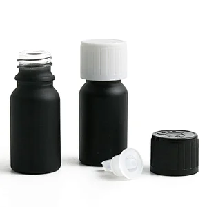 Essential Oil Liquid Cosmetic Container Frosted Black Glass Bottle With Orifice Reducer Wholesale 10ml Theft Proofing Cap